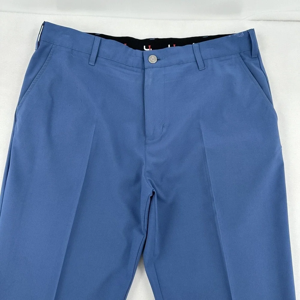 Short Par 4 Golf Pants Blue Performance Stretch Flat Front Men Size 34x34 Sports